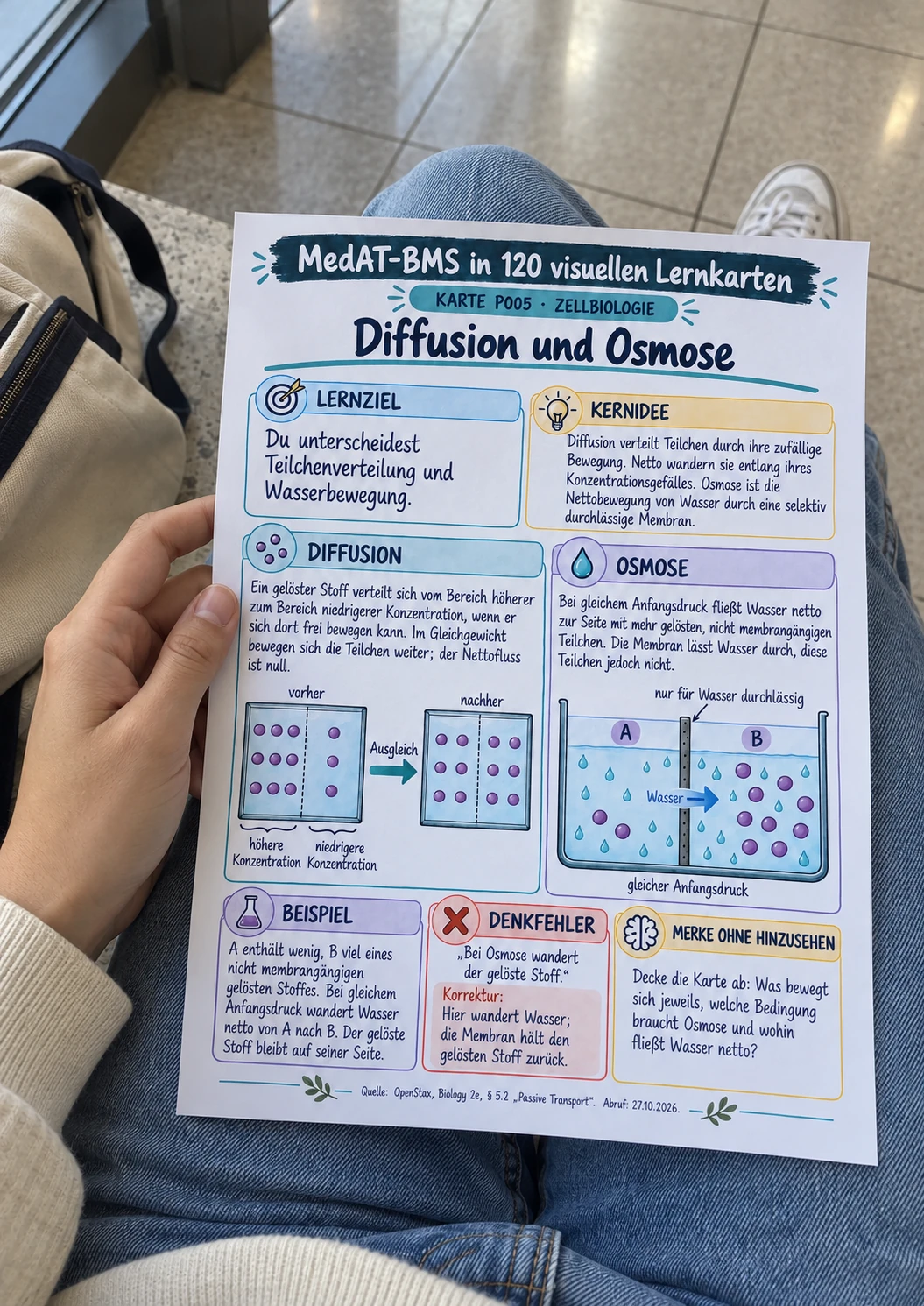 MedAT-BMS · Gedruckte Lernkarte Diffusion und Osmose unterwegs