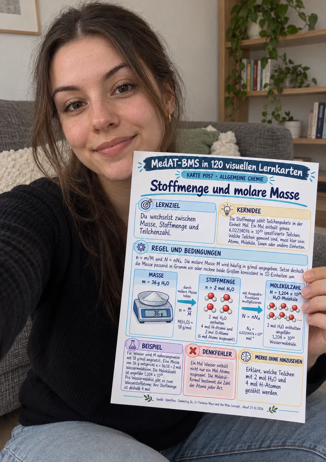 MedAT-BMS · Stoffmenge und molare Masse als gedruckte Lernkarte